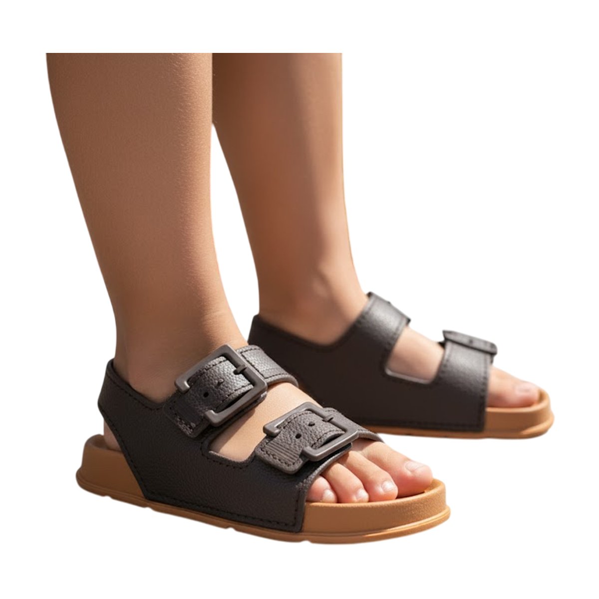 Sandália Papete Confortável Ajuste em Tira Auto Colante Menino Luelua Café/Camel 2