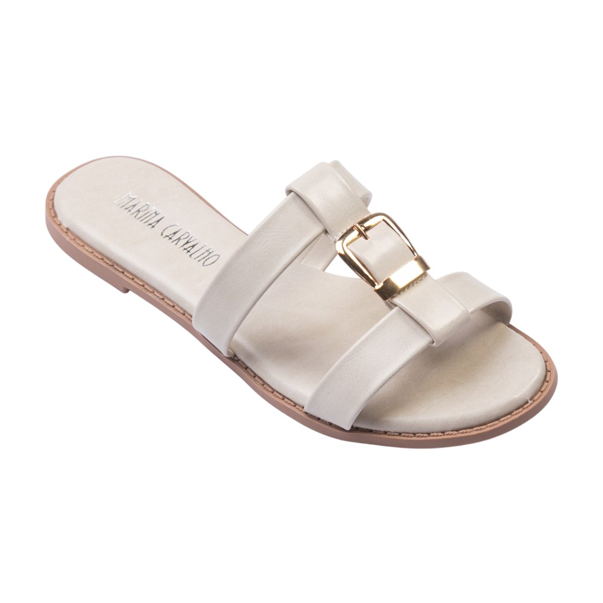 Sandália Slide Rasteira Detalhe Fivela Feminino Marina Carvalho