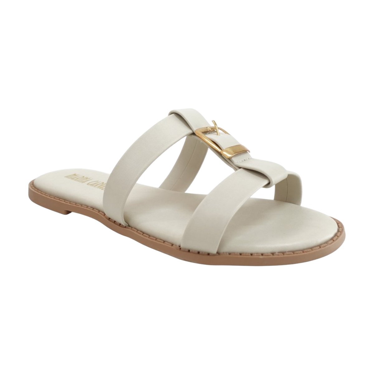 Sandália Slide Rasteira Detalhe Fivela Feminino Marina Carvalho Off White/Dourado 3