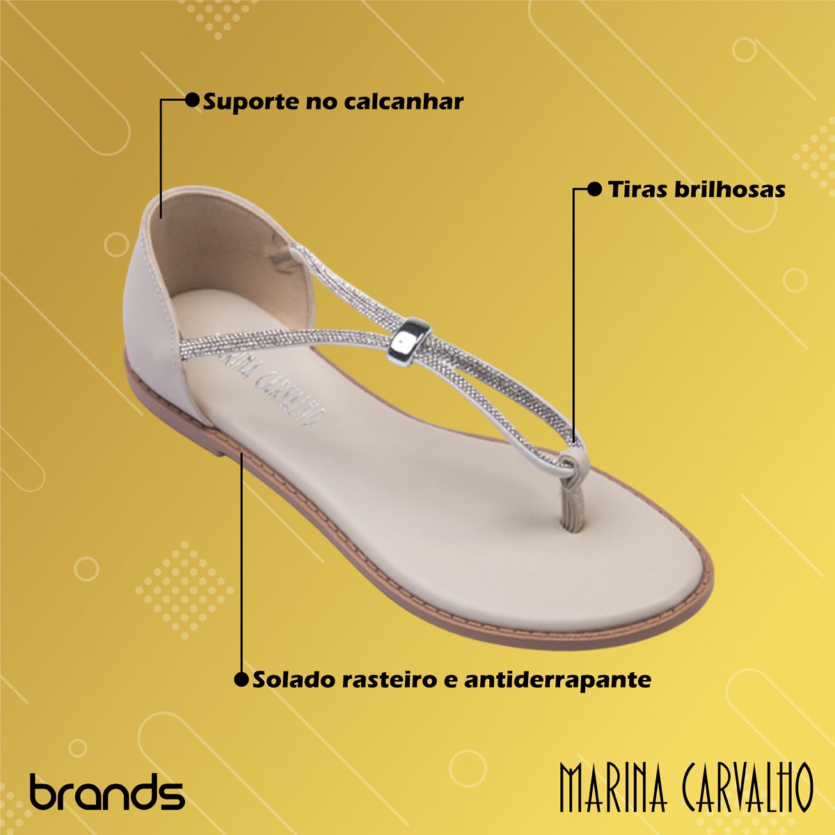Sandália Rasteira de Dedo Feminina com Strass Marina Carvalho Nude 2