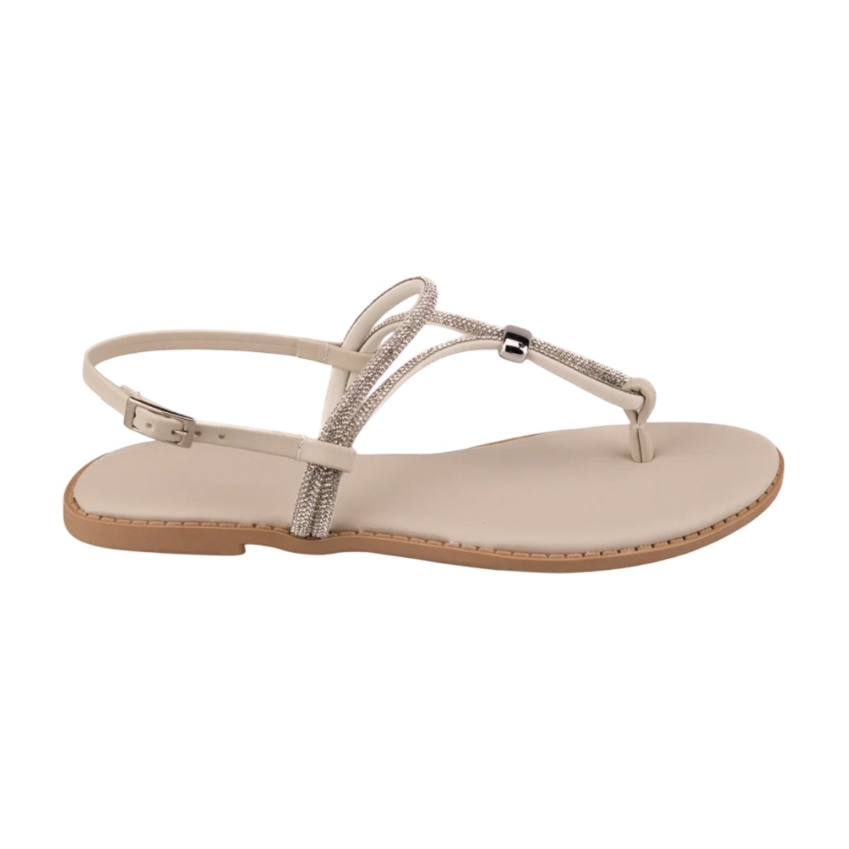Sandália Feminina Rasteira de Dedo Strass Marina Carvalho Bege/Glitter 2