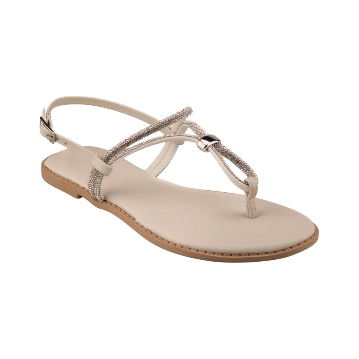 Sandália Feminina Rasteira de Dedo Strass Marina Carvalho Bege/Glitter 3