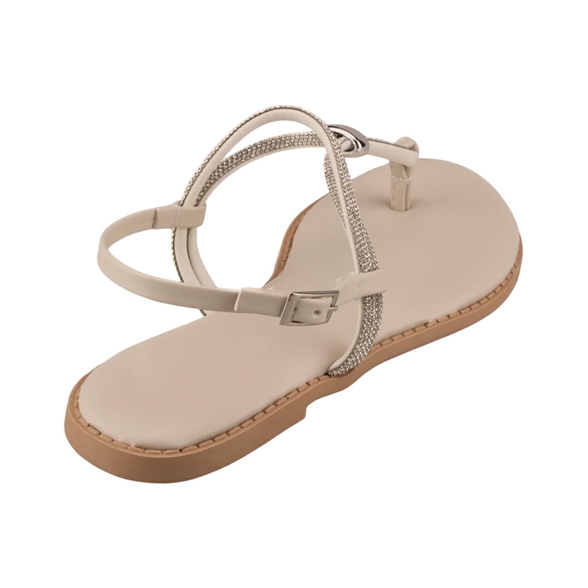 Sandália Feminina Rasteira de Dedo Strass Marina Carvalho Bege/Glitter 4