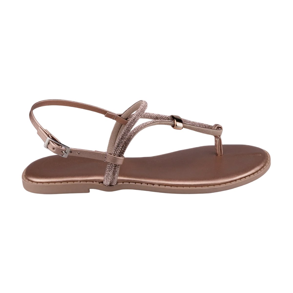 Sandália Feminina Rasteira de Dedo Strass Marina Carvalho Cobre/Glitter 2