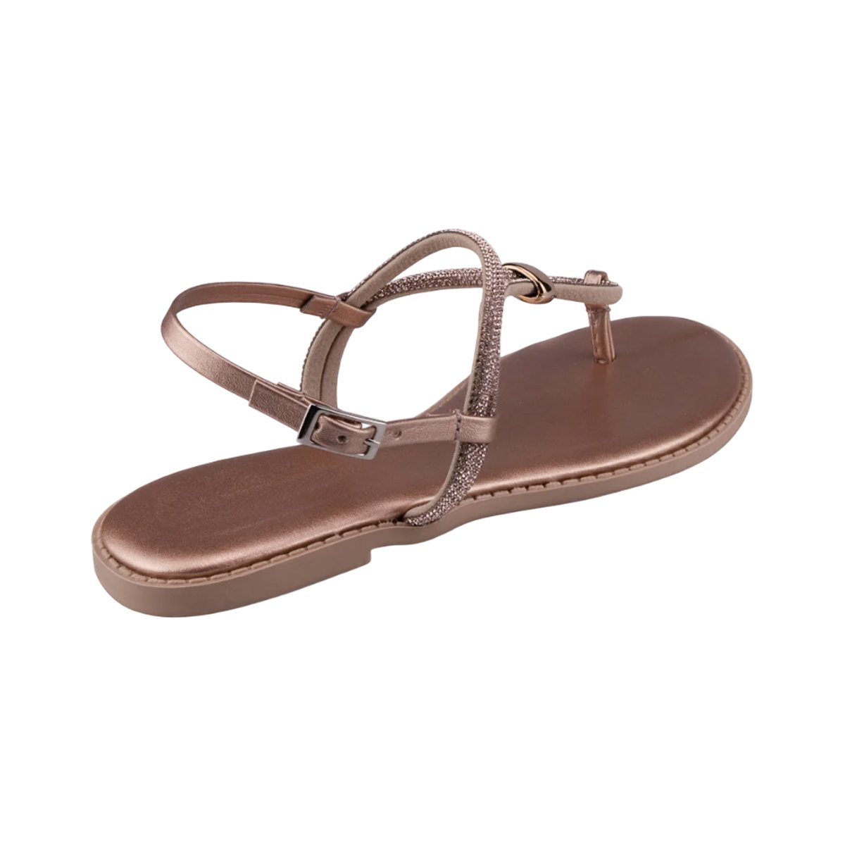Sandália Feminina Rasteira de Dedo Strass Marina Carvalho Cobre/Glitter 4