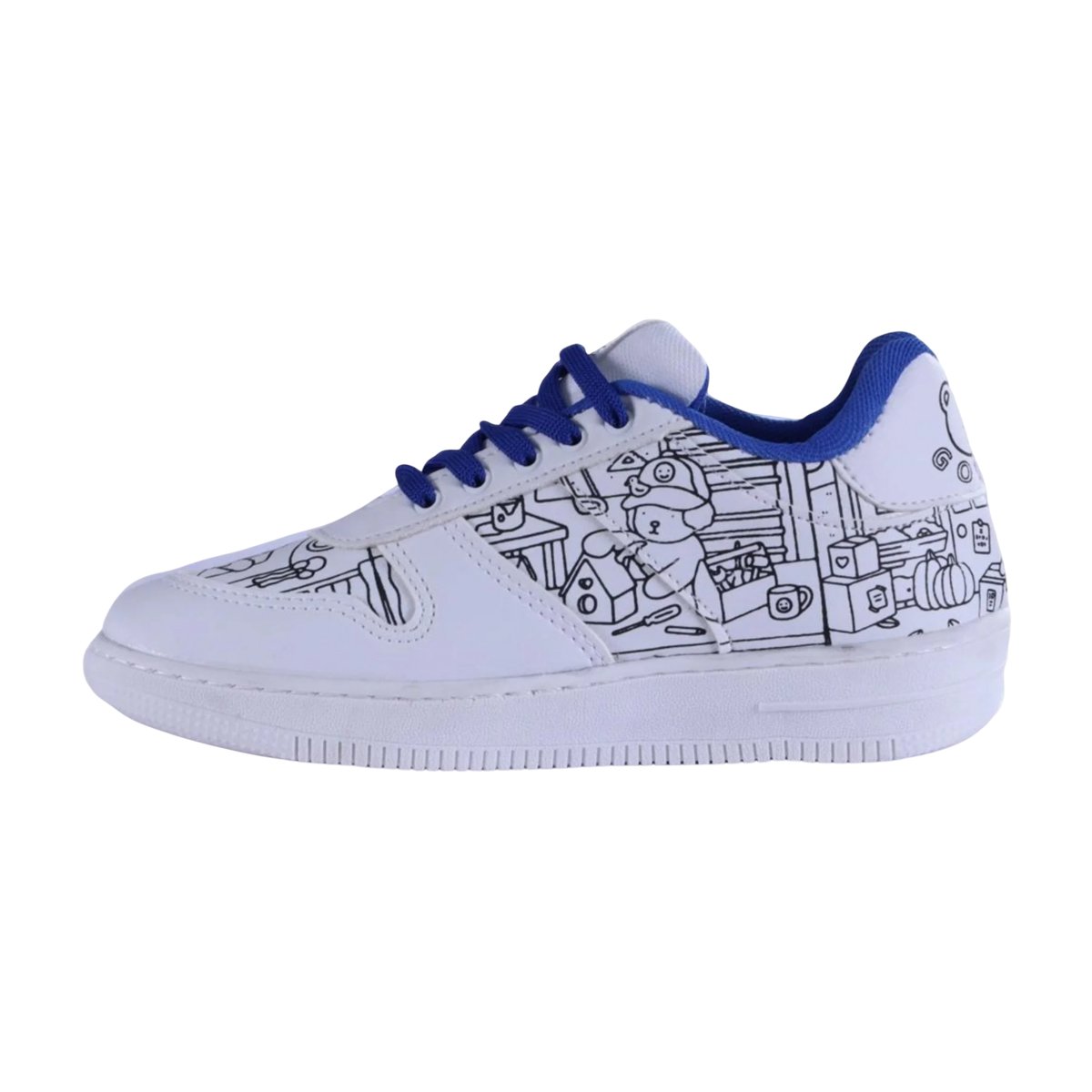 Tênis Infantil Para Colorir Unissex Bobbie Goods Mini Pé Branco/Azul 5