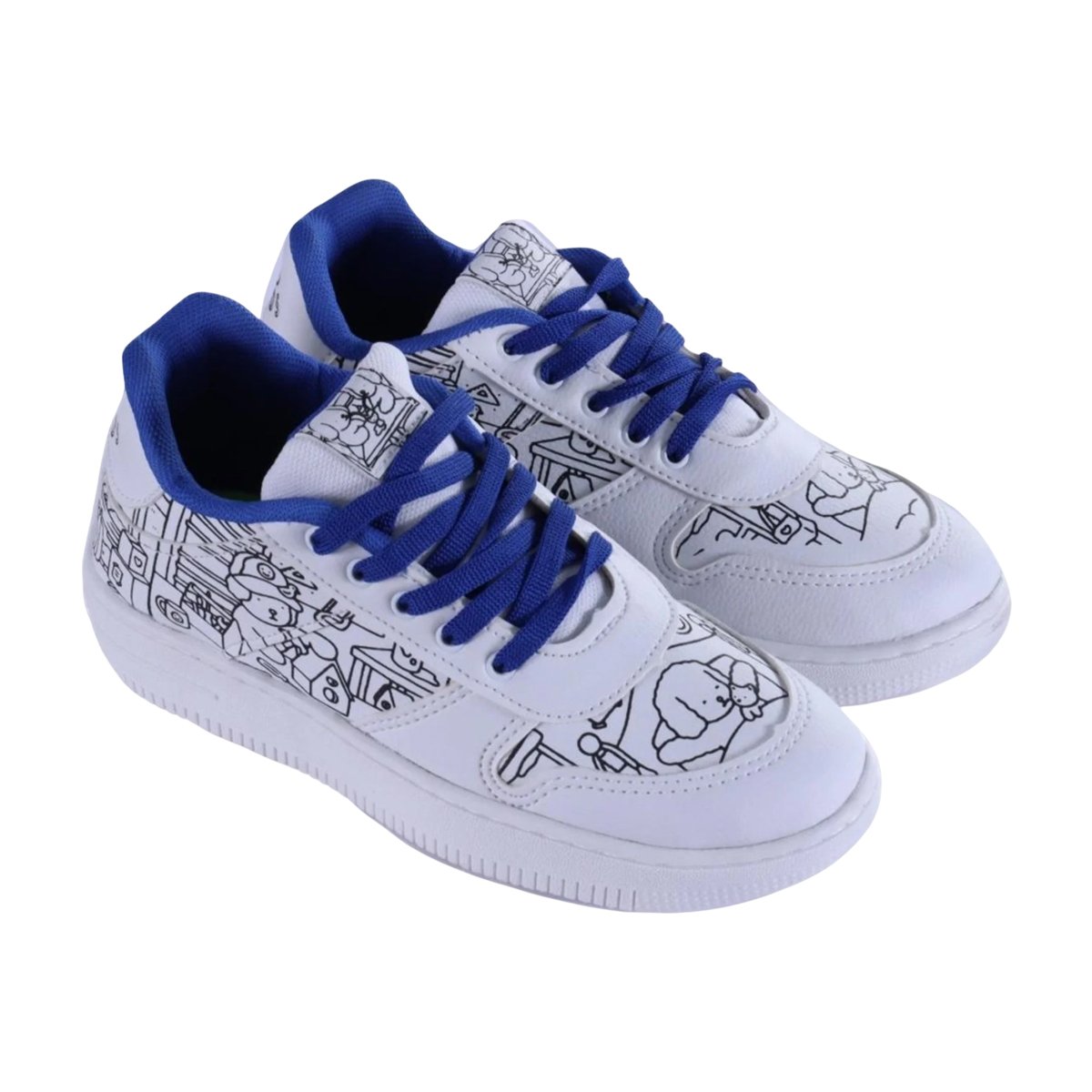 Tênis Infantil Para Colorir Unissex Bobbie Goods Mini Pé Branco/Azul 6