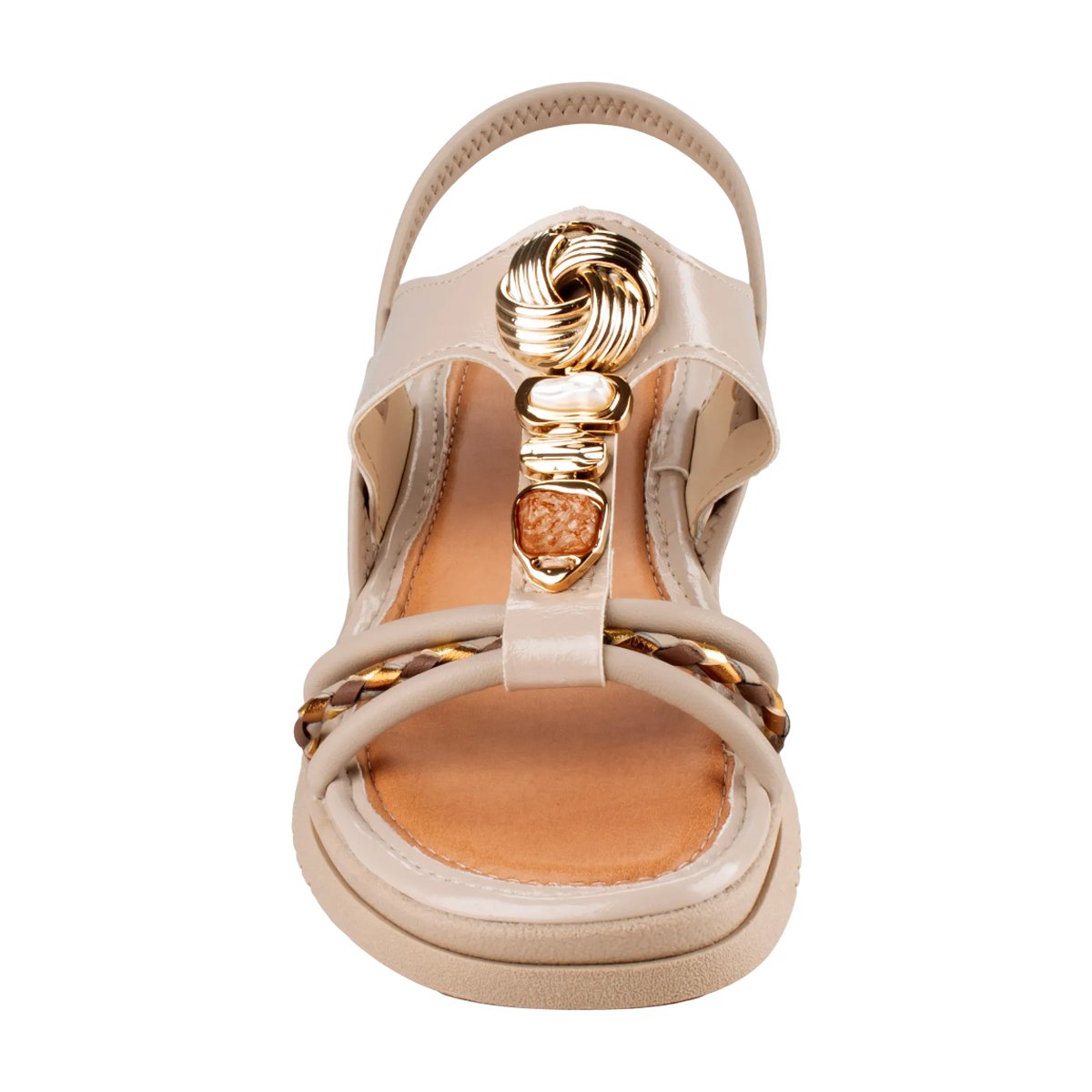 Sandália Casual Flatform Ajuste em Elástico Feminina Mississipi Bege/Dourado 6