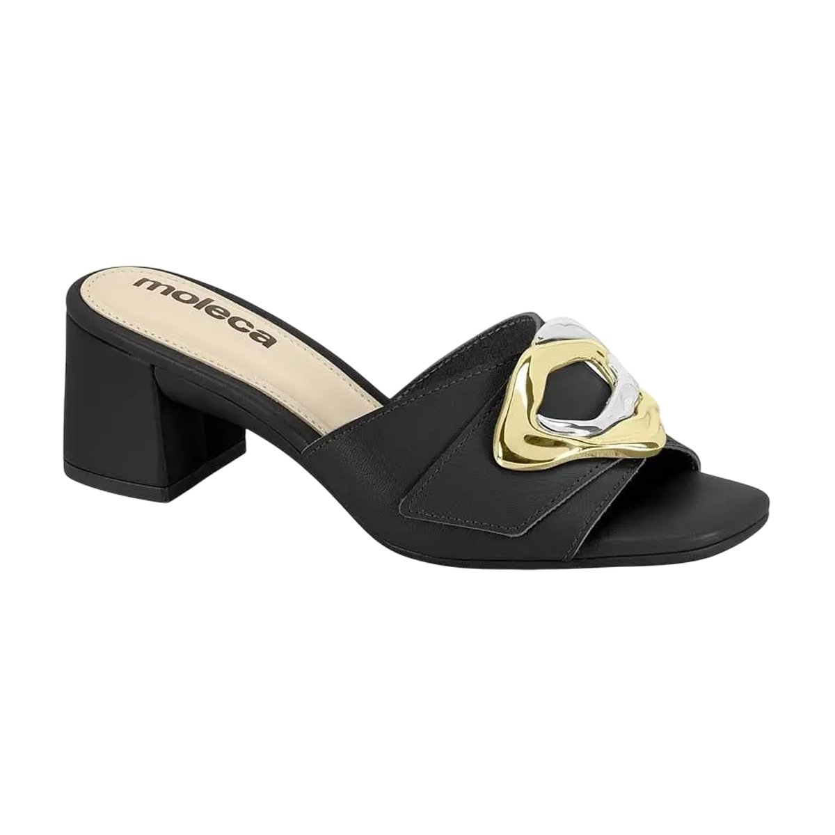 Tamanco Casual Salto Bloco Médio Feminino Moleca