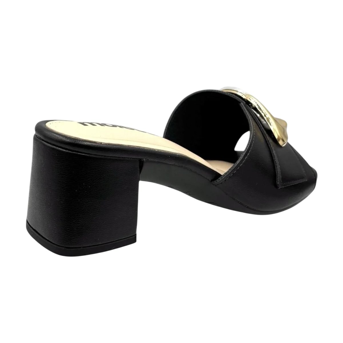 Tamanco Casual Salto Bloco Médio Feminino Moleca Preto/Napa 2