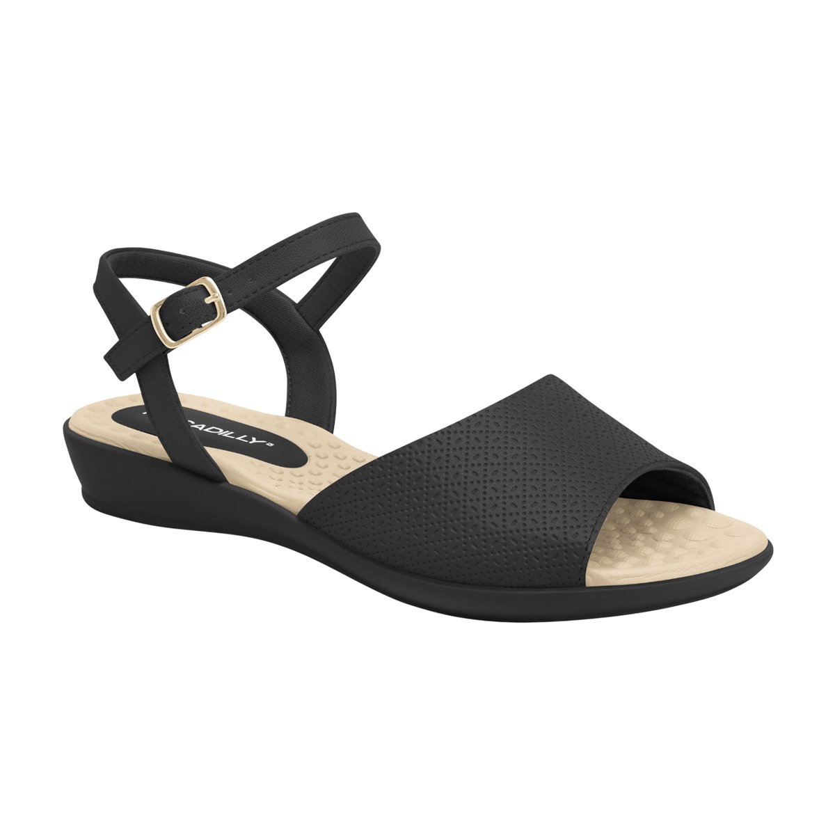 Sandália Feminina Ortopédica Conforto Anabela baixo Piccadilly Preto 1