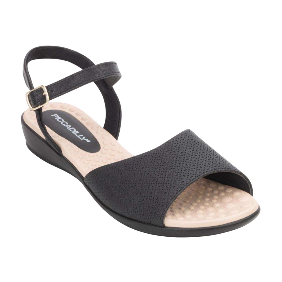 Sandália Feminina Ortopédica Conforto Anabela baixo Piccadilly Preto 4