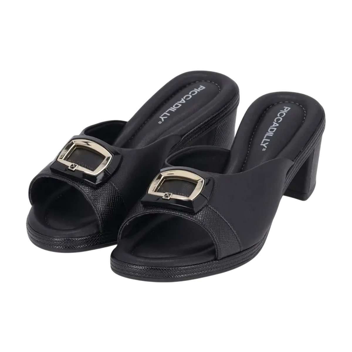 Tamanco Casual Salto Grosso Médio Feminino Piccadilly Preto 5