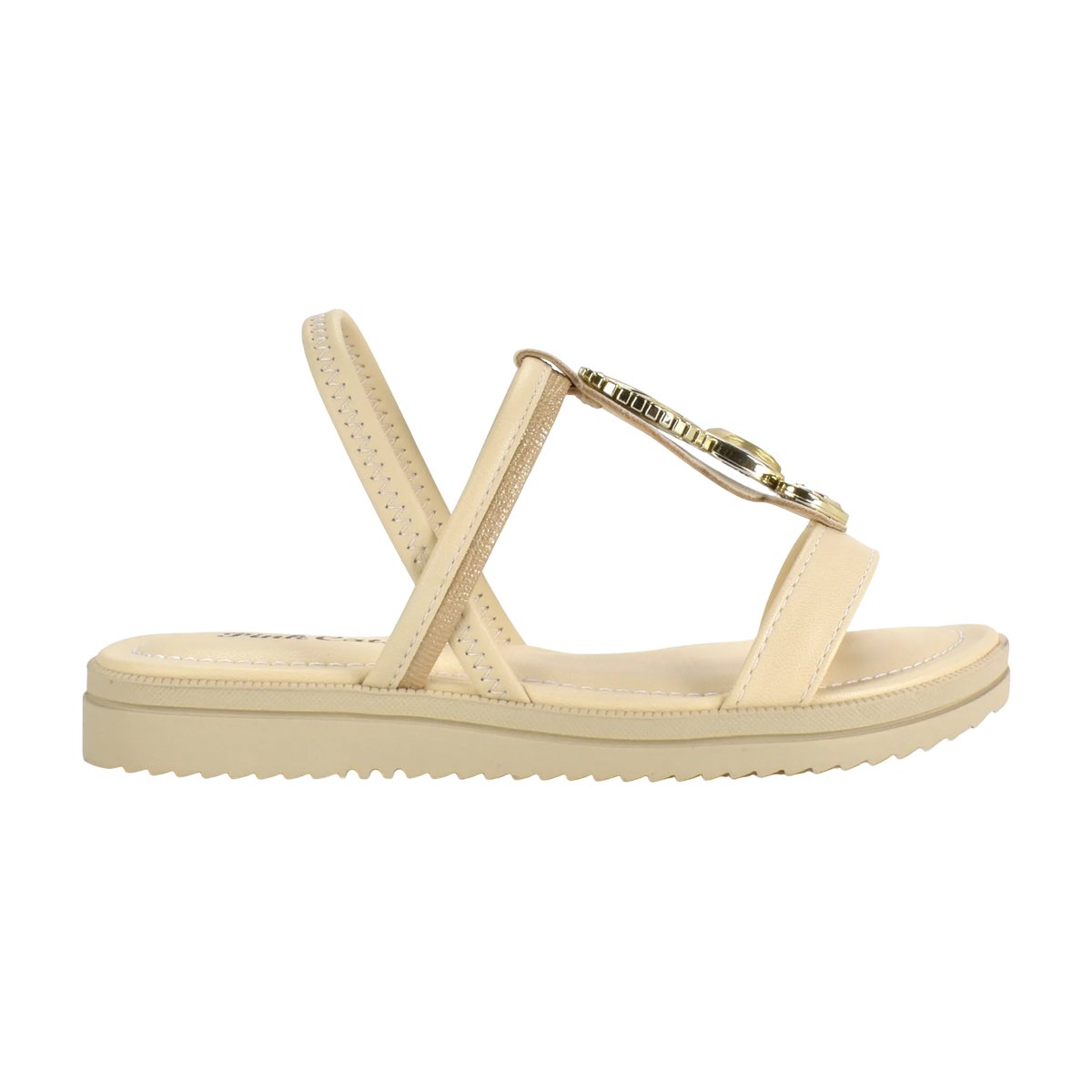 Sandália Casual Flatform com Apliques Menina Pink Cats Creme/Dourado 2