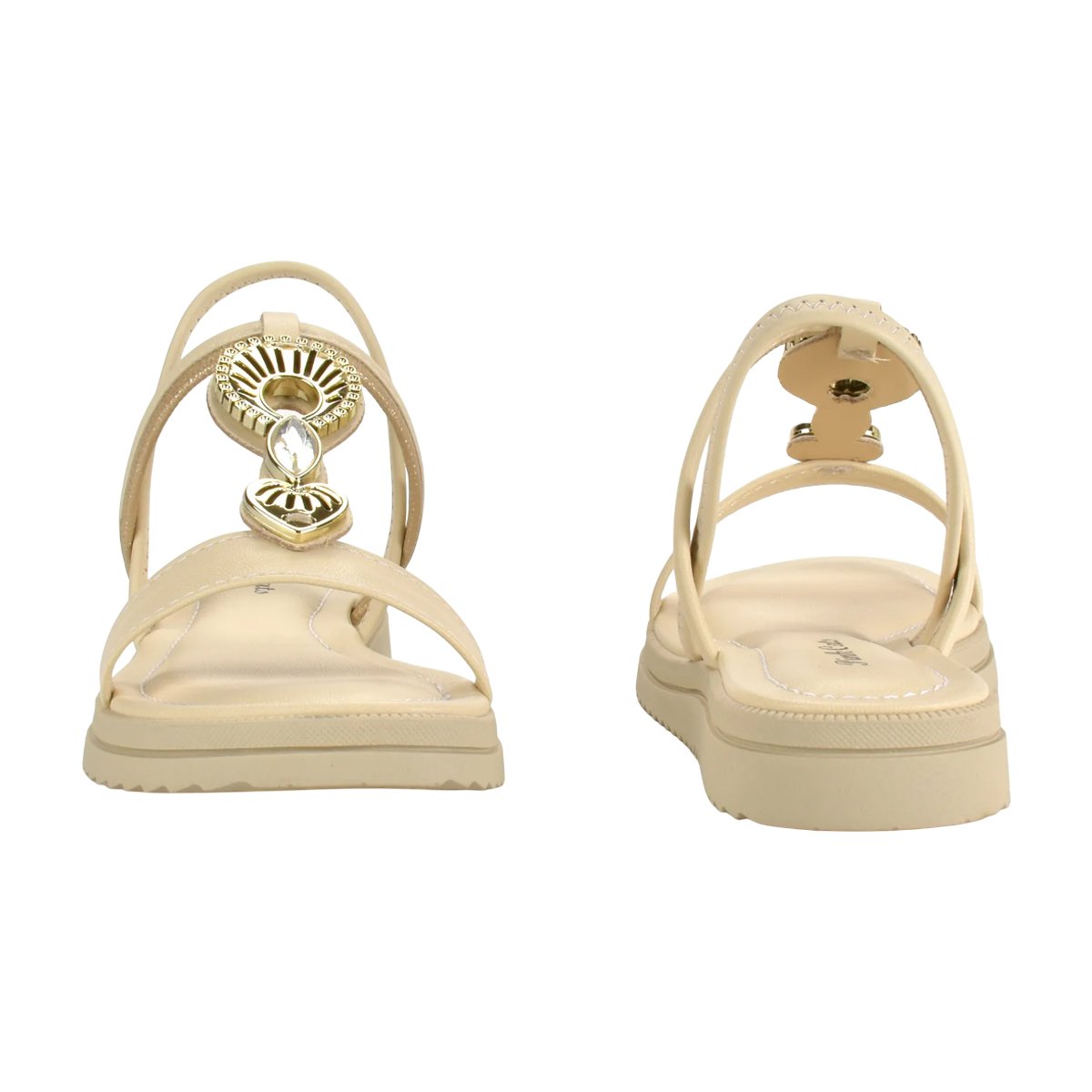 Sandália Casual Flatform com Apliques Menina Pink Cats Creme/Dourado 7