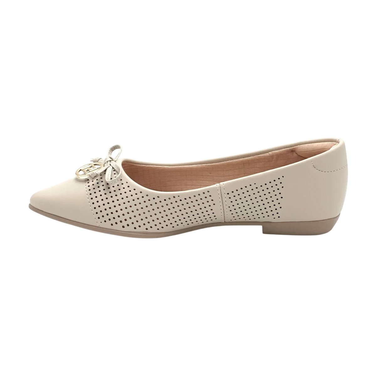 Sapatilha Bico Fino Elegante e Discreta Confortável Feminina Santinelli Off White 2