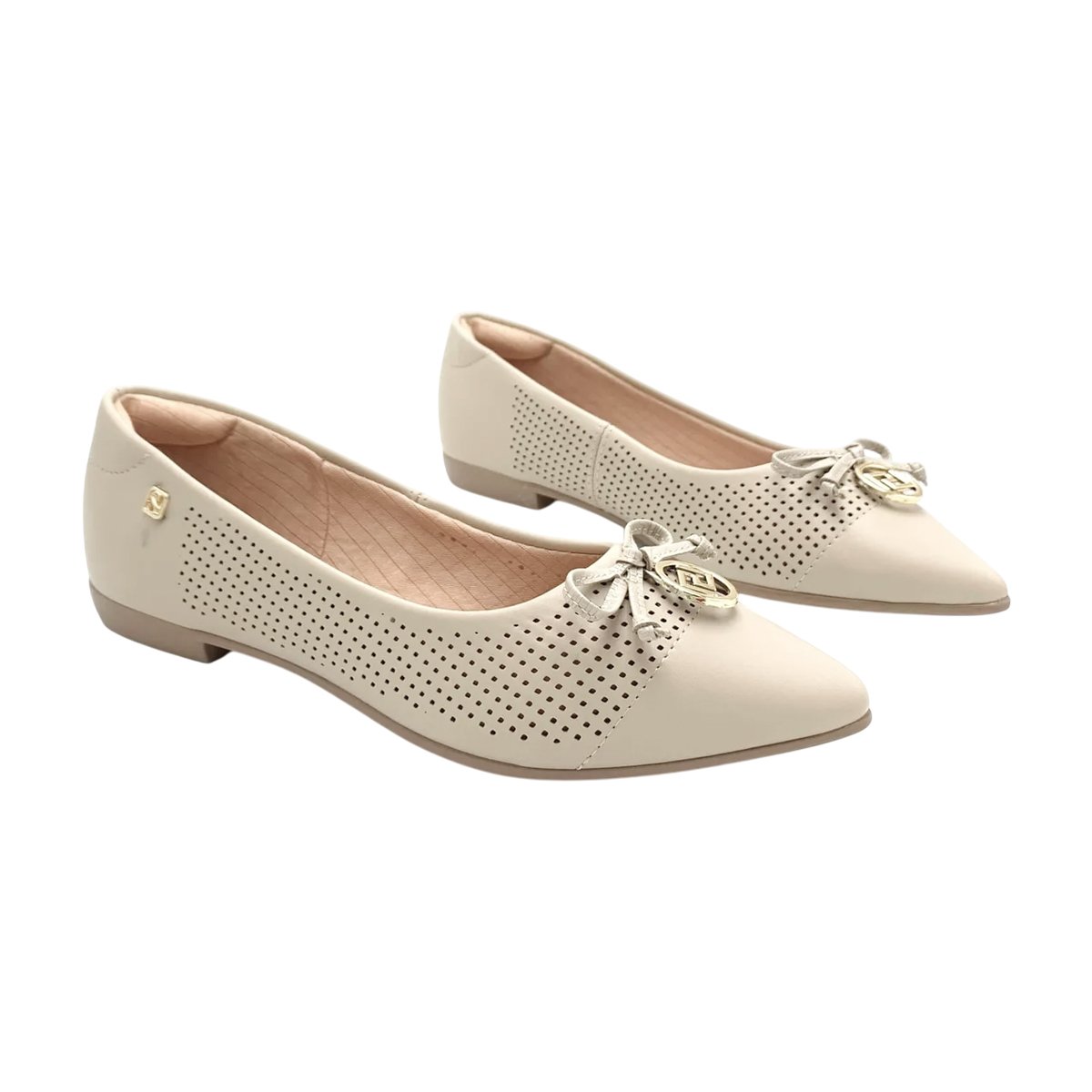 Sapatilha Bico Fino Elegante e Discreta Confortável Feminina Santinelli Off White 3
