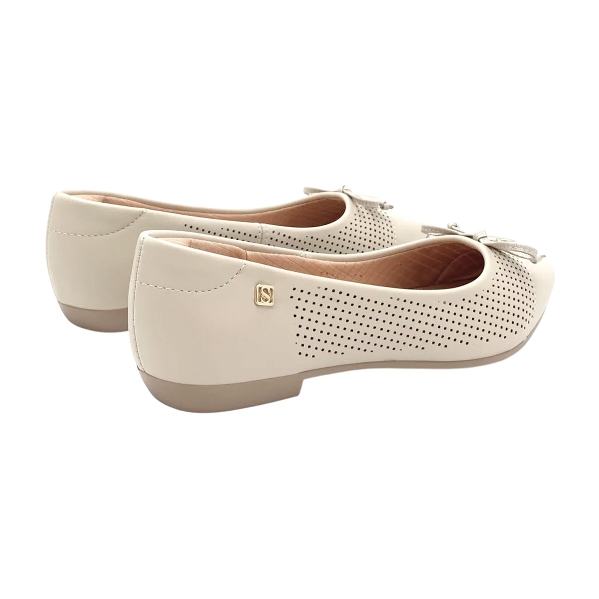 Sapatilha Bico Fino Elegante e Discreta Confortável Feminina Santinelli Off White 4