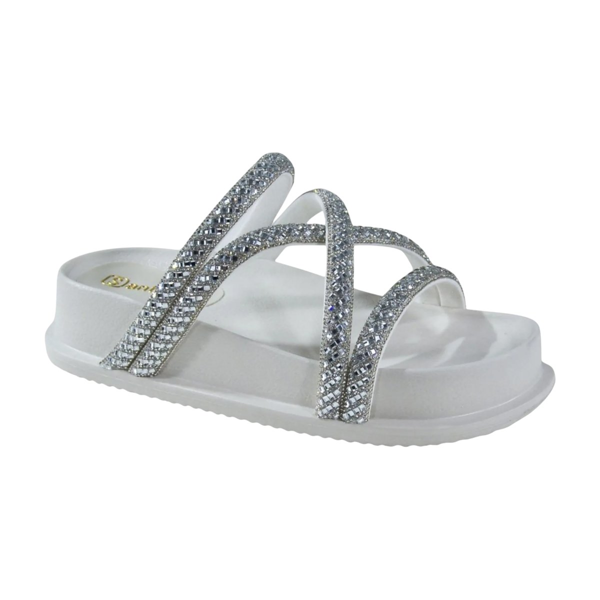 Sandália Papete Flatform Tiras Brilhosas Feminina Santinelli