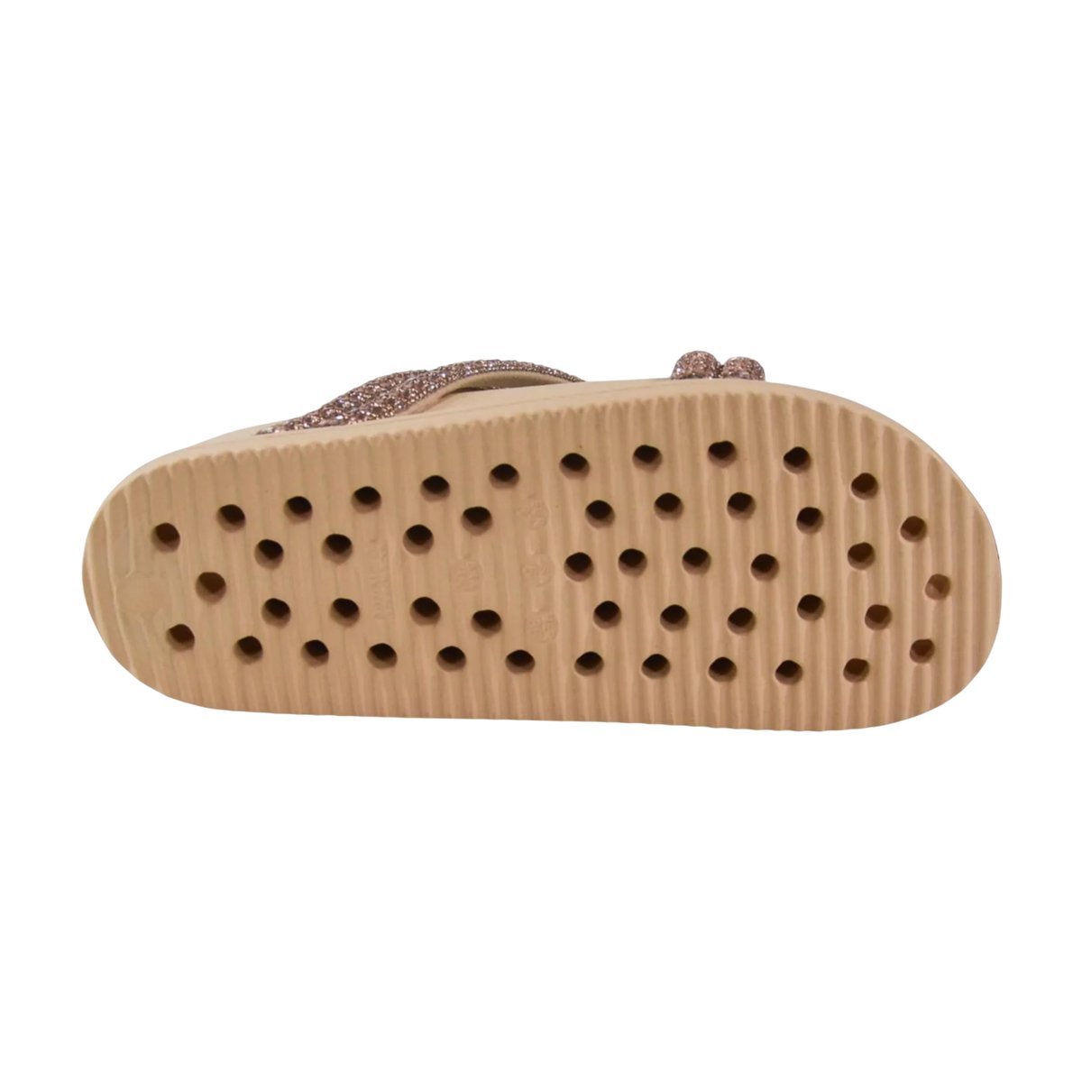 Sandália Papete Flatform Tiras Brilhosas Feminina Santinelli Camel/Cristal 4