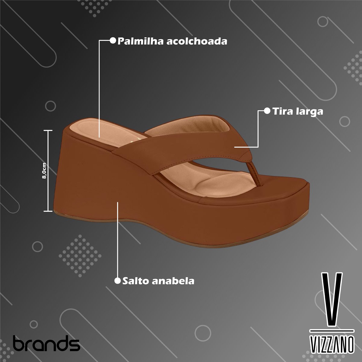 Sandália Plataforma de Dedo Confortável Feminino Vizzano Preto 5