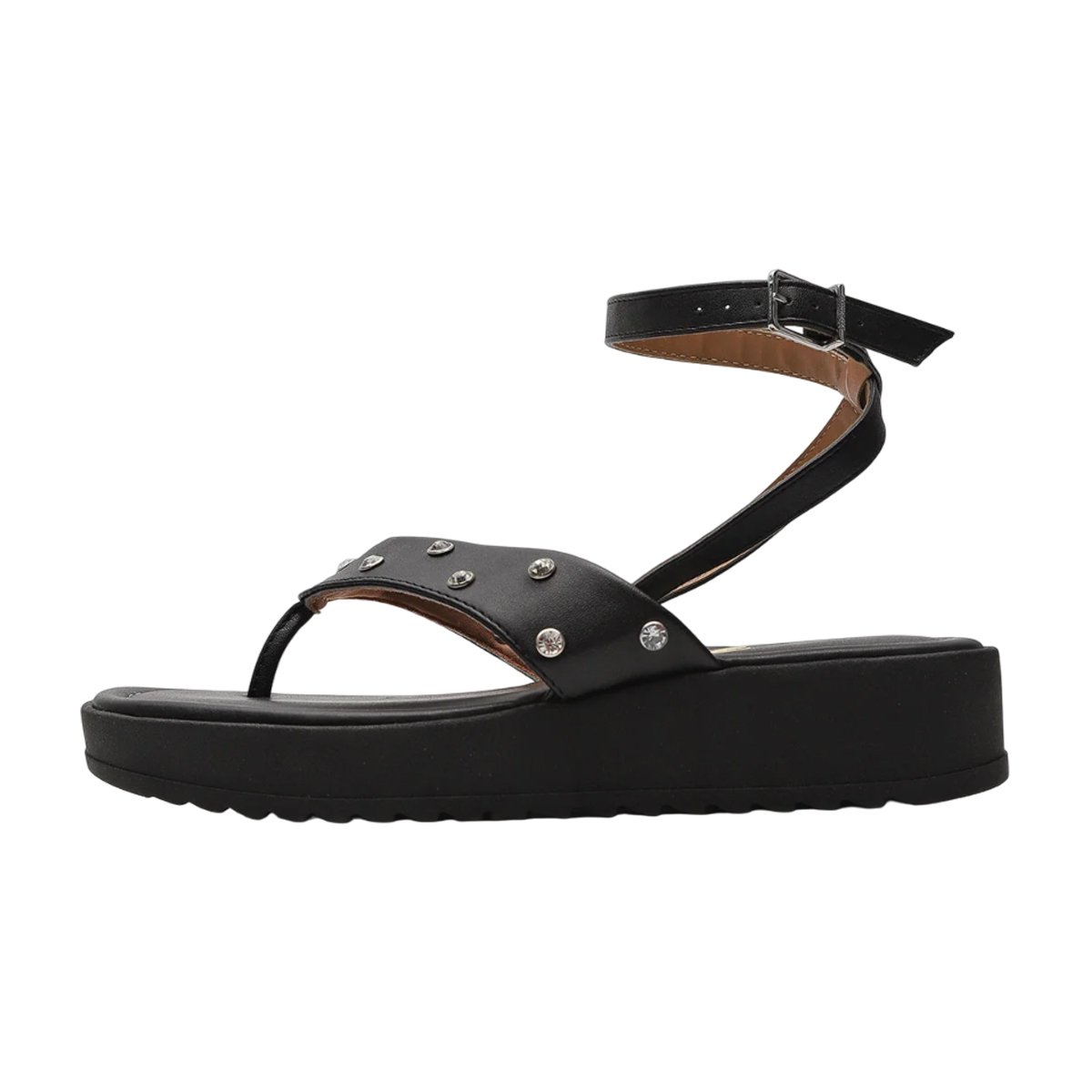 Sandália Casual de Dedo Amarração Tornozelo Feminina Vizzano Preto/Pelica 3