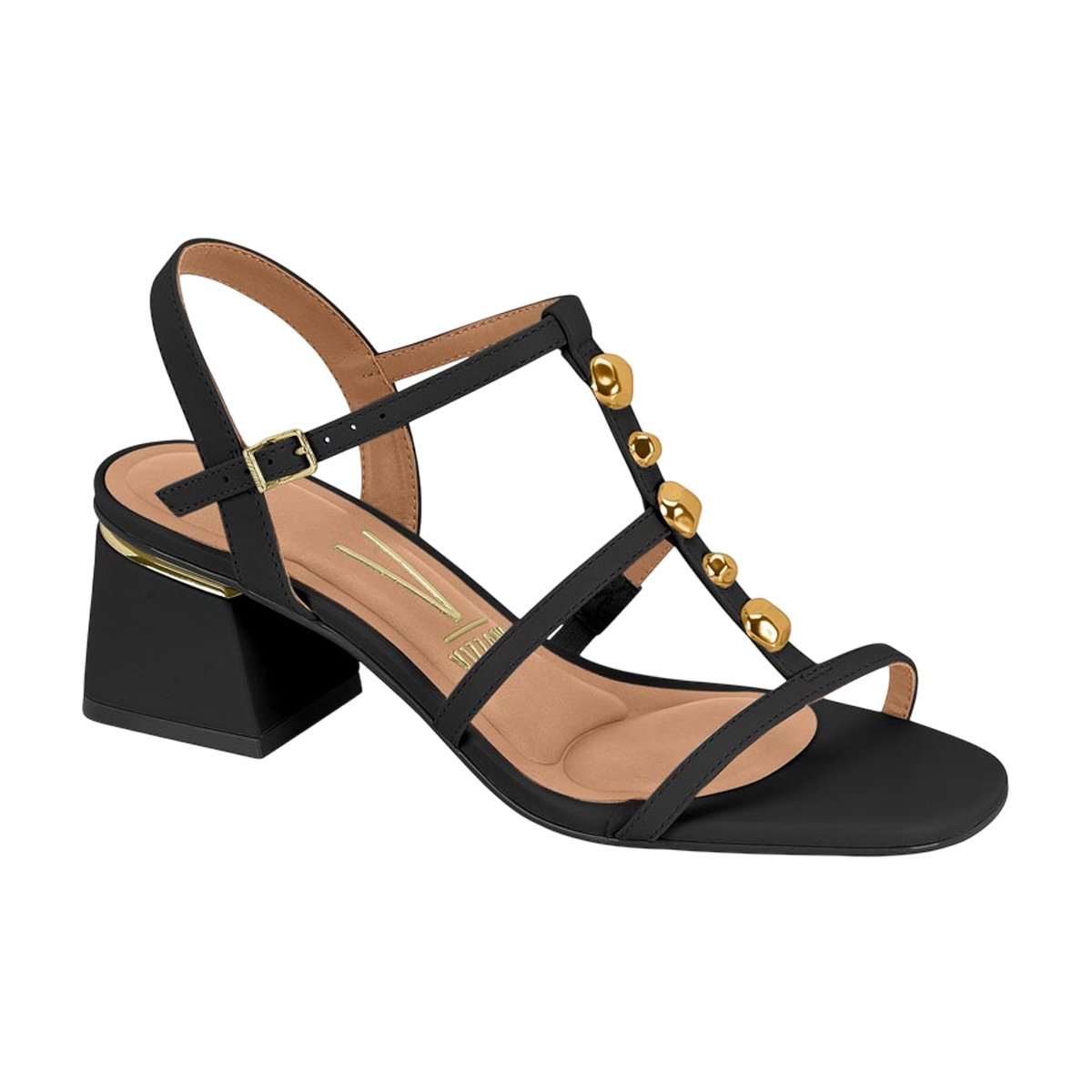 Sandália Salto Bloco Médio Ajuste em Fivela Feminino Vizzano