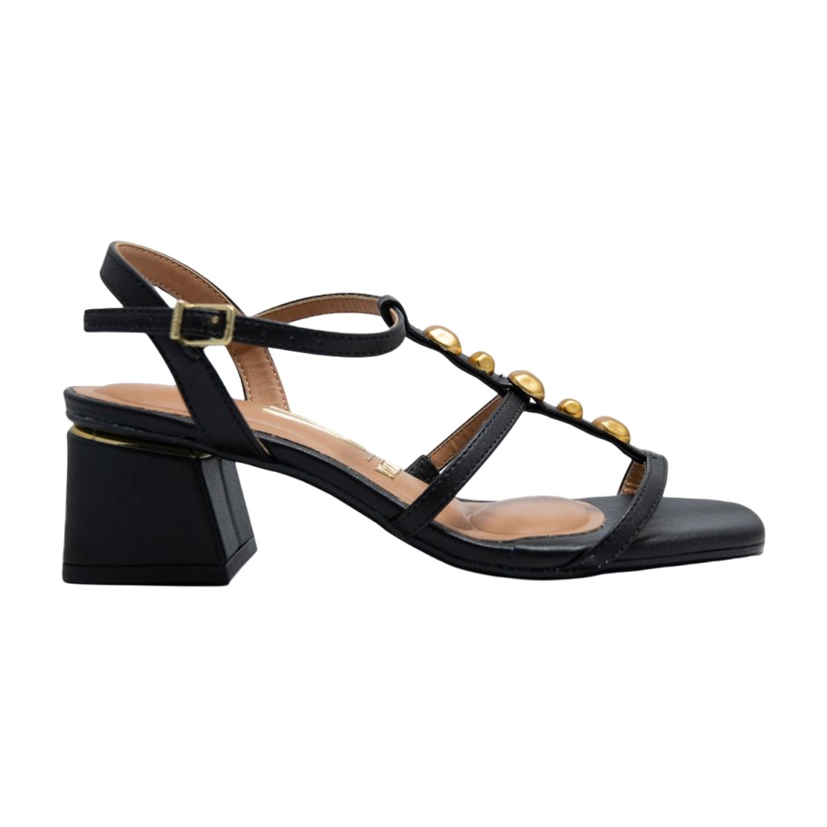 Sandália Salto Bloco Médio Ajuste em Fivela Feminino Vizzano Preto/Pelica 2