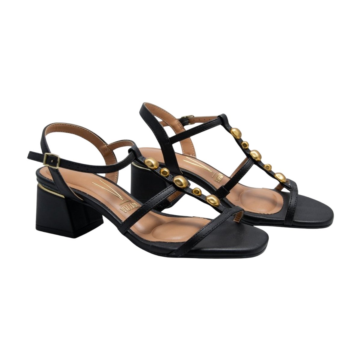 Sandália Salto Bloco Médio Ajuste em Fivela Feminino Vizzano Preto/Pelica 3