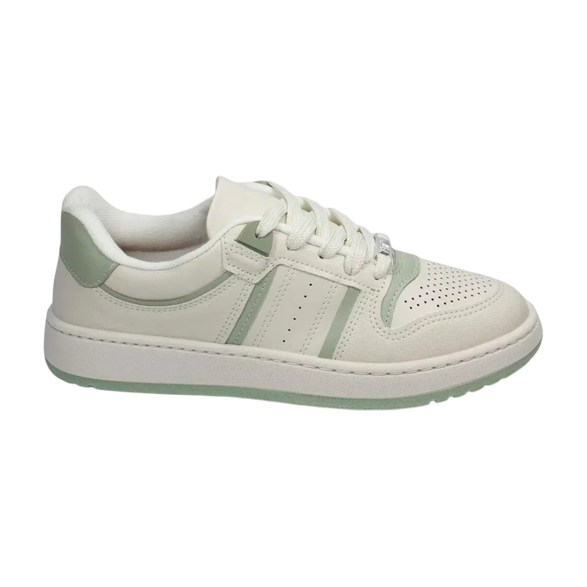 Tênis Casual Estiloso Para Dia a Dia Feminino Vizzano Branco Off/Verde 2