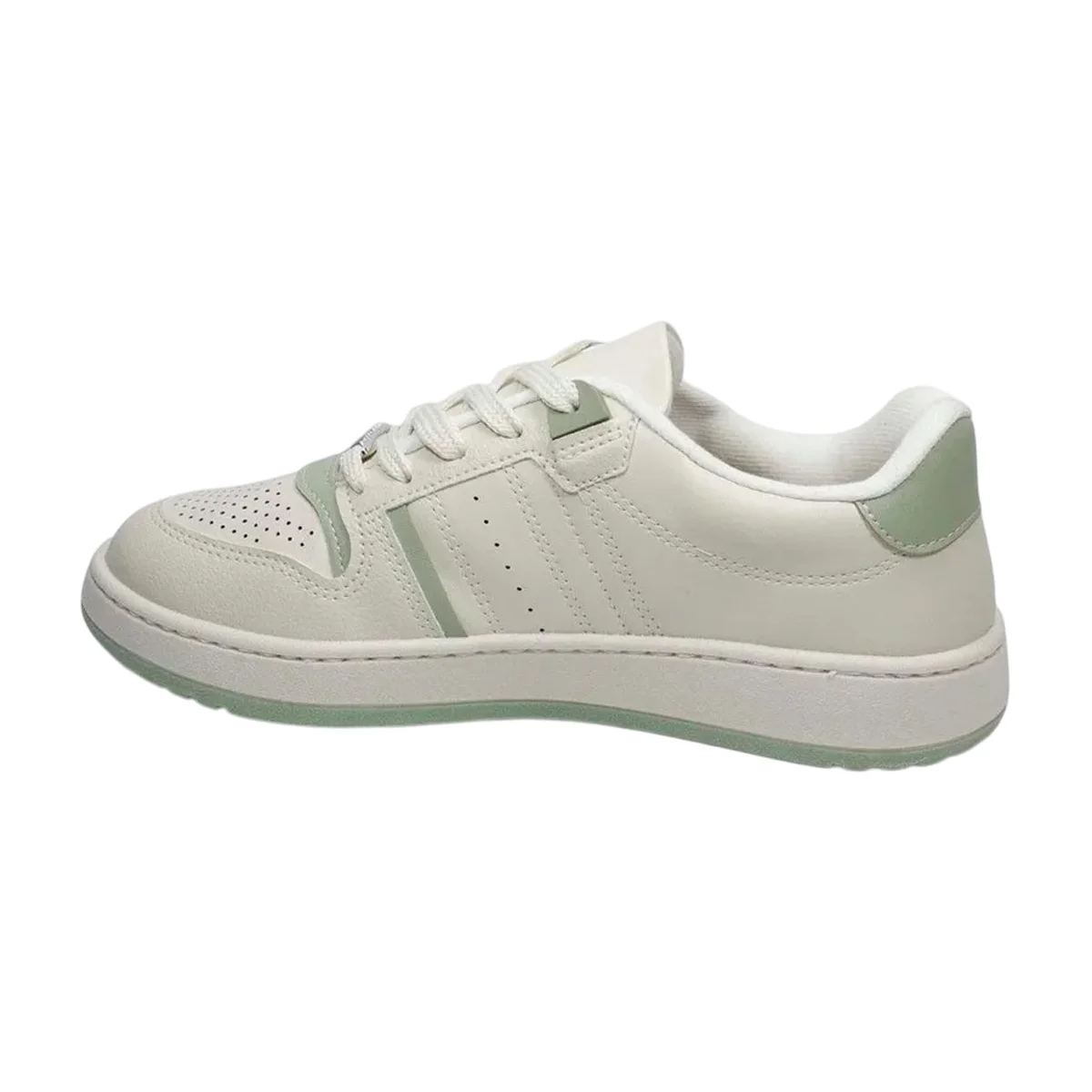 Tênis Casual Estiloso Para Dia a Dia Feminino Vizzano Branco Off/Verde 3