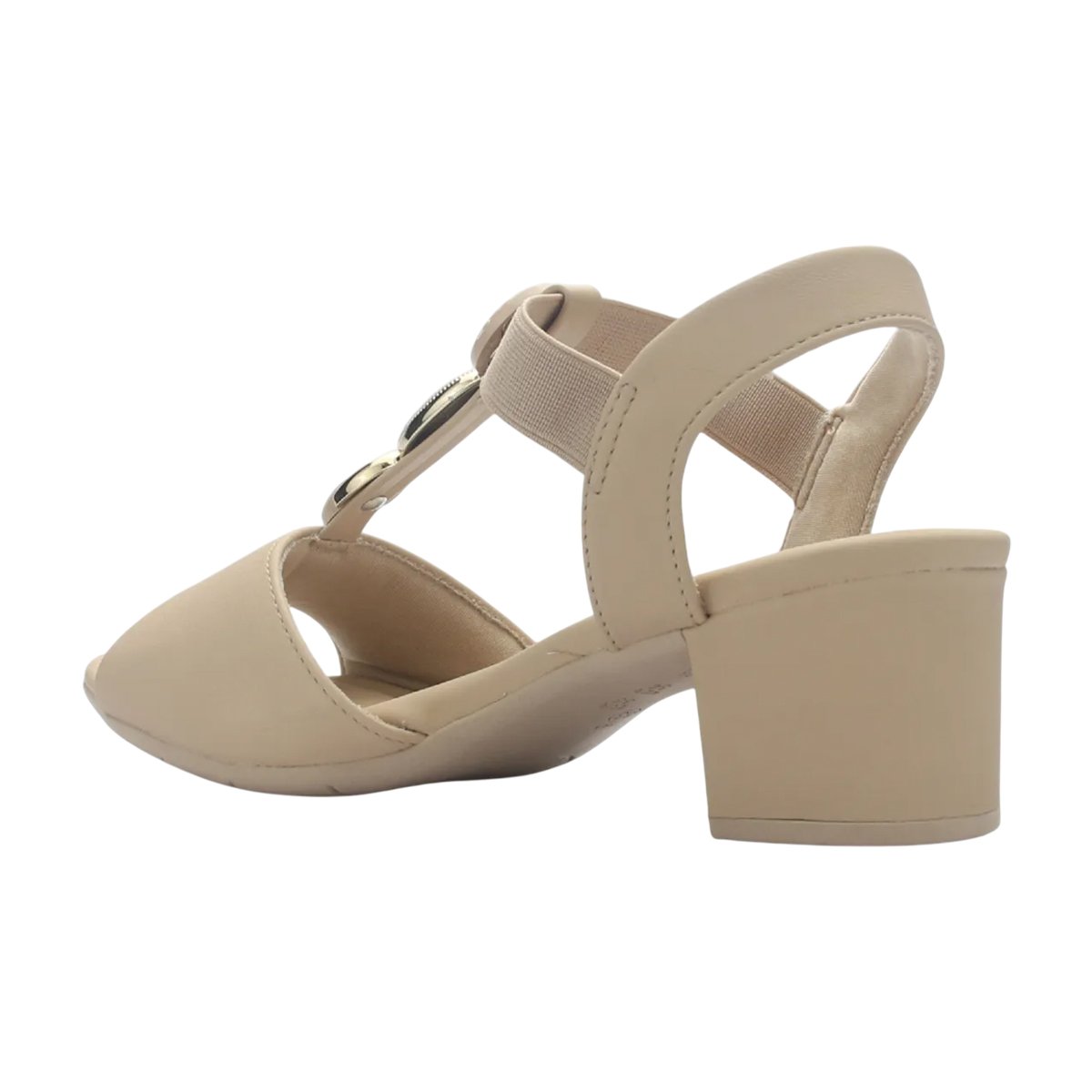 Sandália Casual Salto Bloco Médio Feminina Comfort Flex Bege 7