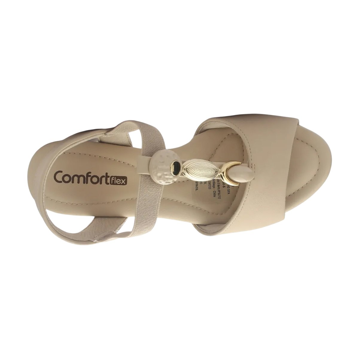 Sandália Casual Salto Bloco Médio Feminina Comfort Flex Bege 8