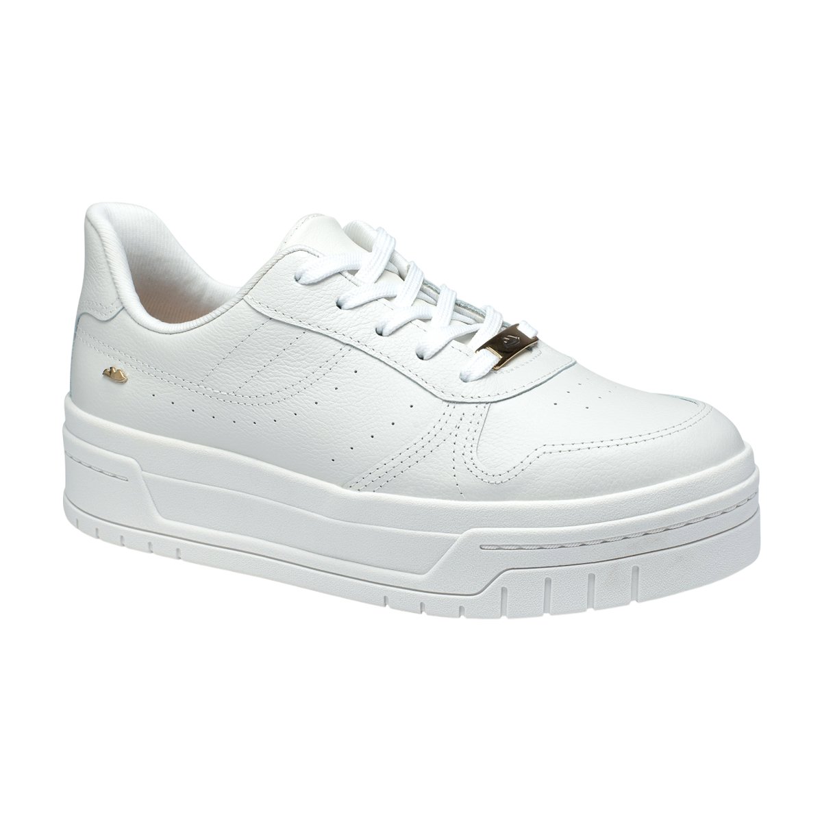 Tênis Casual de Couro com Sola Alta Feminino Dakota