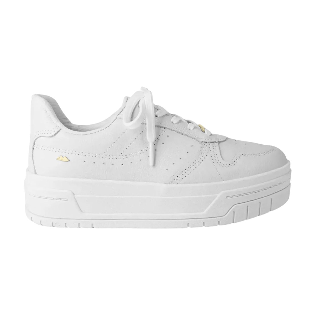 Tênis Casual de Couro com Sola Alta Feminino Dakota Branco 3