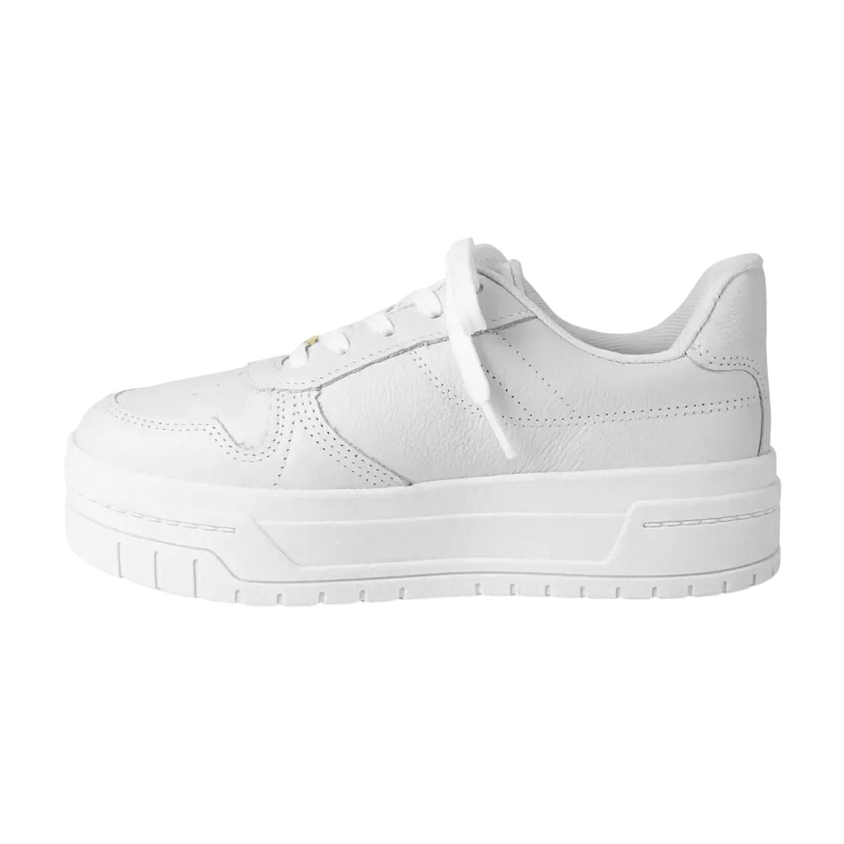 Tênis Casual de Couro com Sola Alta Feminino Dakota Branco 4