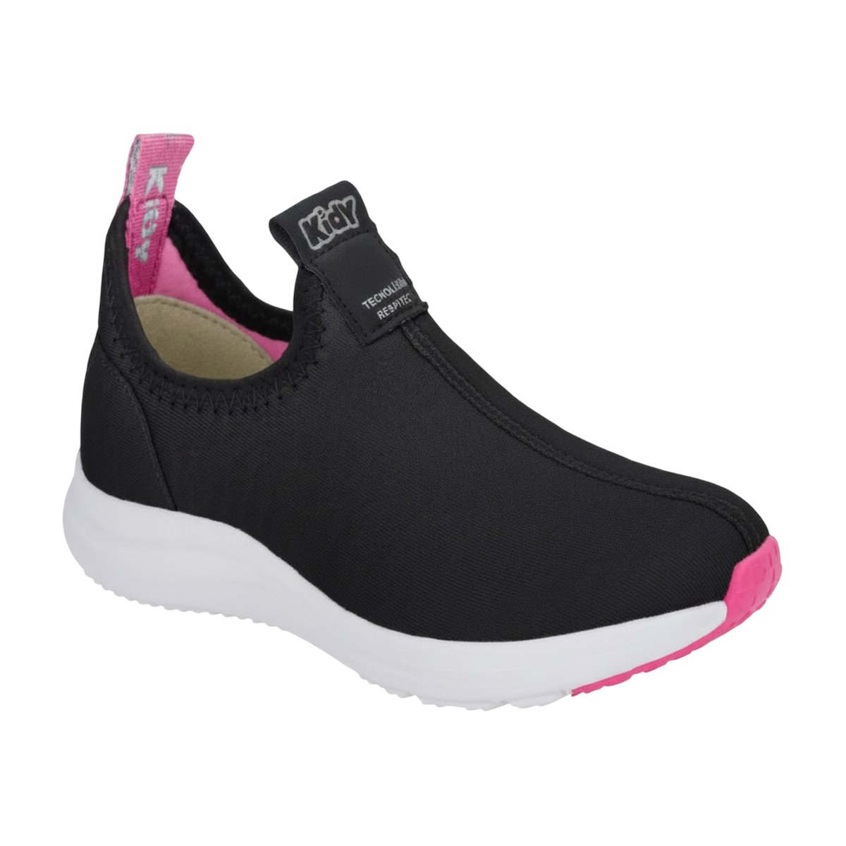 Tênis Casual Slip On Com Tecnologia Respi Tec Menina Kidy Preto 4