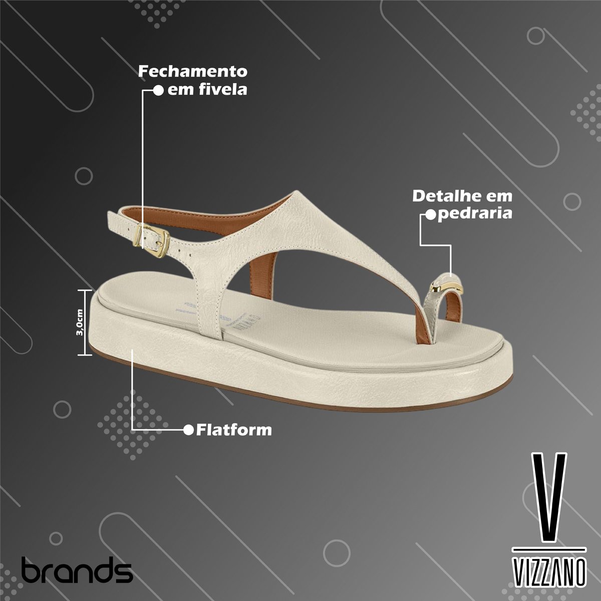 Sandália Casual Flatform Dedinho com Ajuste Fivela Feminino Vizzano Verde 2