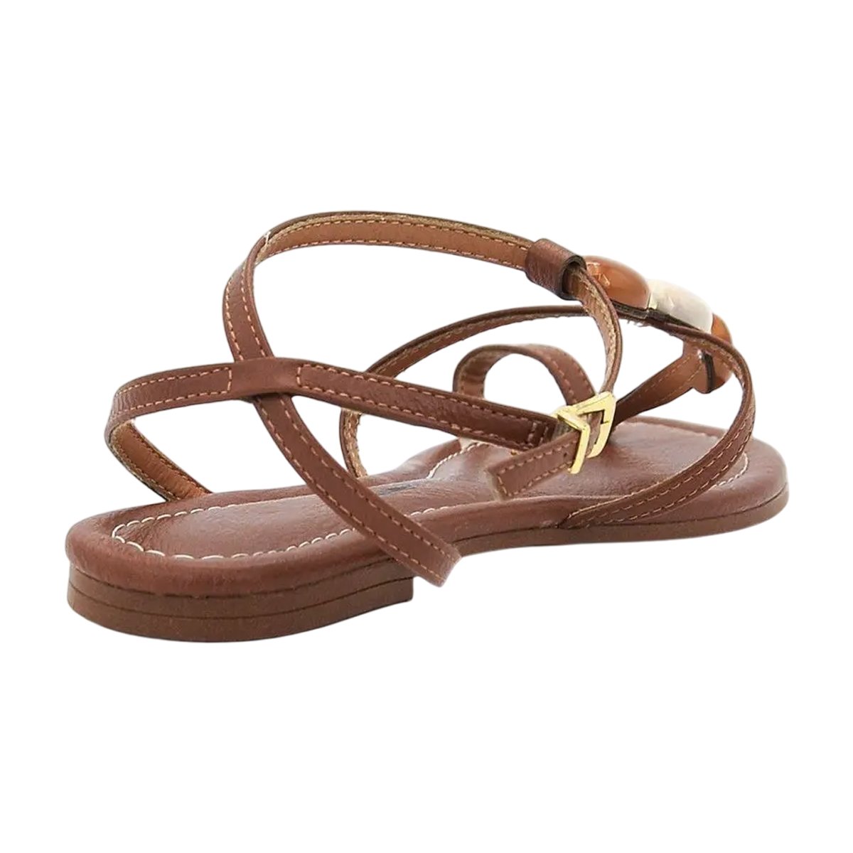 Sandália Casual Rasteira com Detalhe em Pedraria Feminina Vizzano Marrom 5