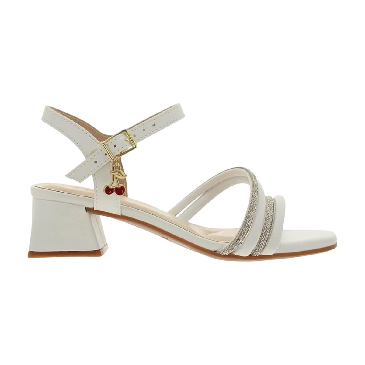 Sandália Casual Salto Bloco Baixo Cherry Menina Molekinha Branco 4