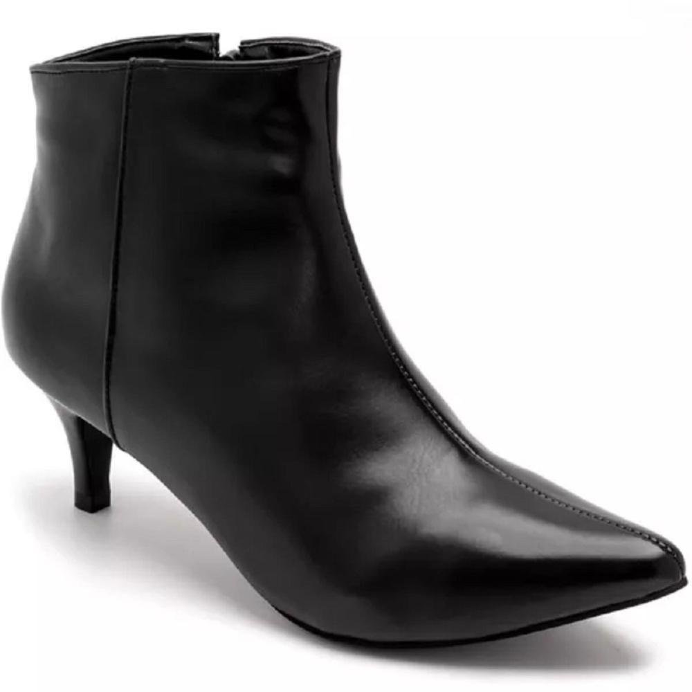 Bota Feminina Cano Curto Elegância com Bico Fino Salto Médio Preto 5