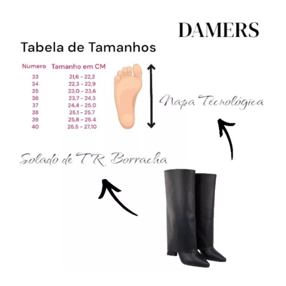 Bota Feminina Capa Salto Alto Grosso Geométrico Bico Fino Preto 7