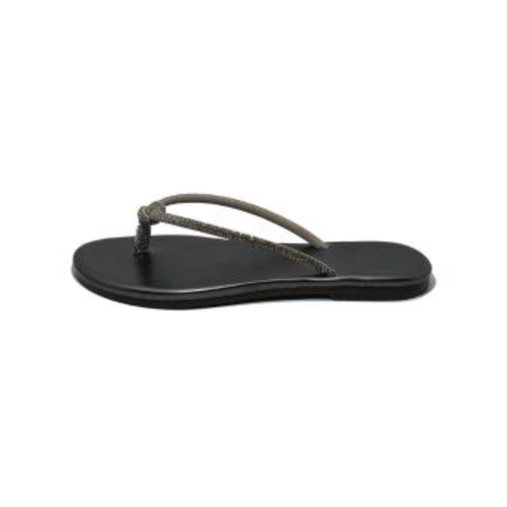 Sandália Chinelo Rasteira Feminina Strass Casual Confortável Preto 4