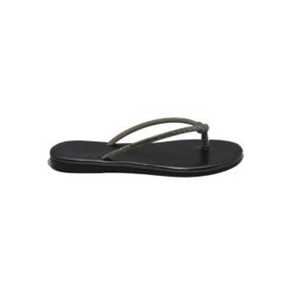 Sandália Chinelo Rasteira Feminina Strass Casual Confortável Preto 6