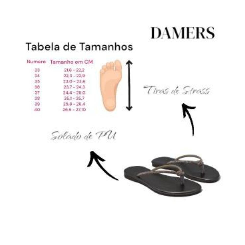 Sandália Chinelo Rasteira Feminina Strass Casual Confortável Preto 8