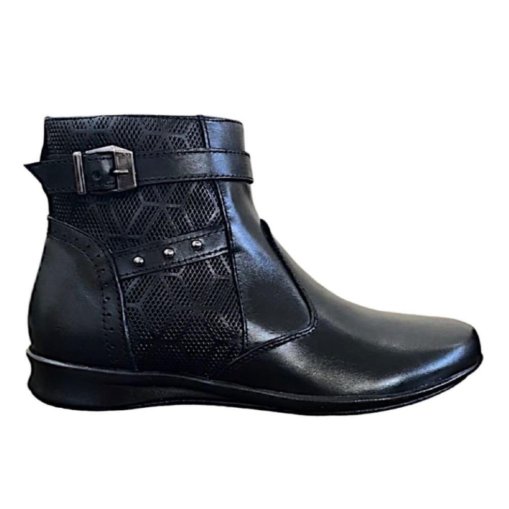 Bota Bico Fino Coturno Feminino Cano Curto Salto Confort Preto