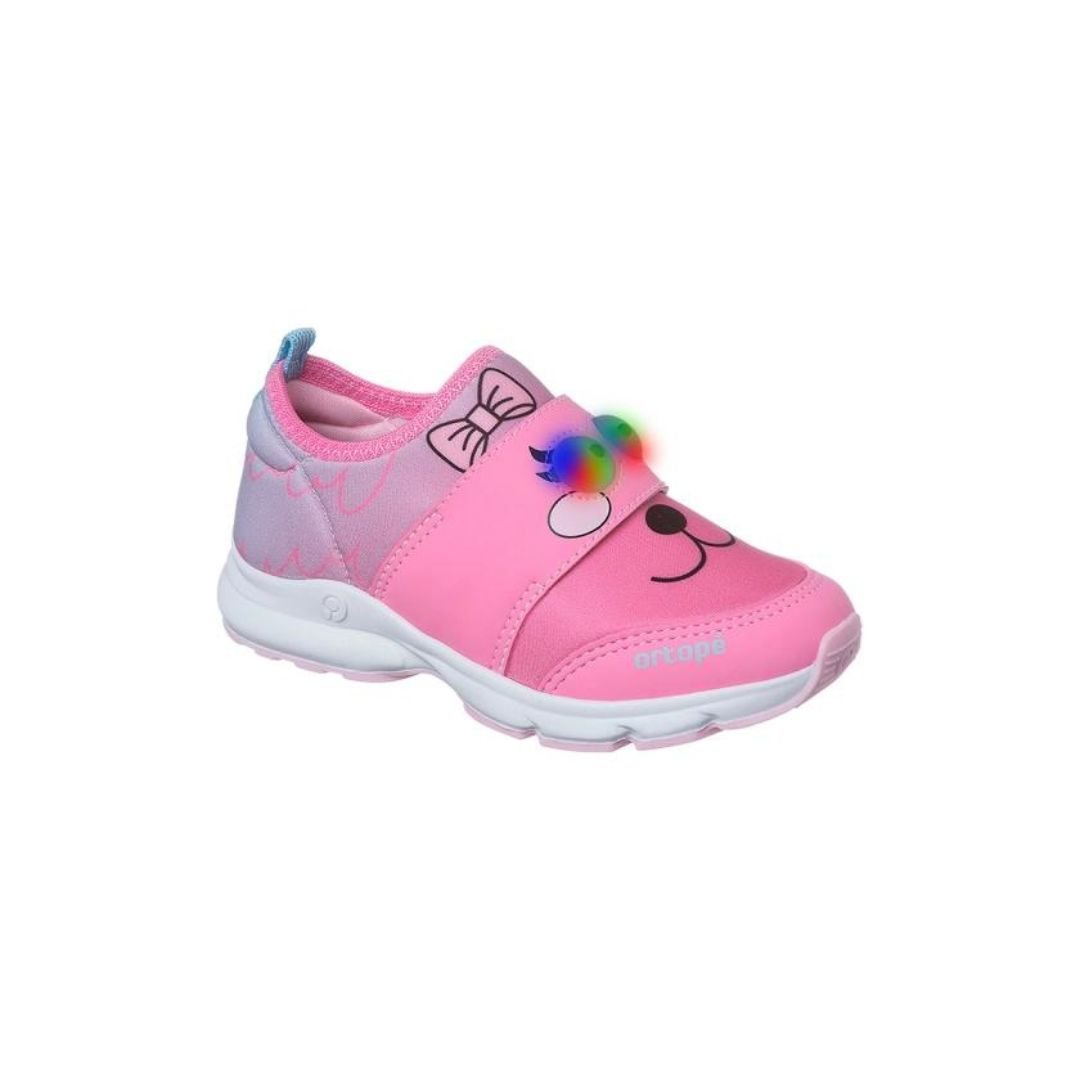 Tênis de Led Infantil Feminino Ortopé Power Booh Babooh Rosa Candy Rosa 1