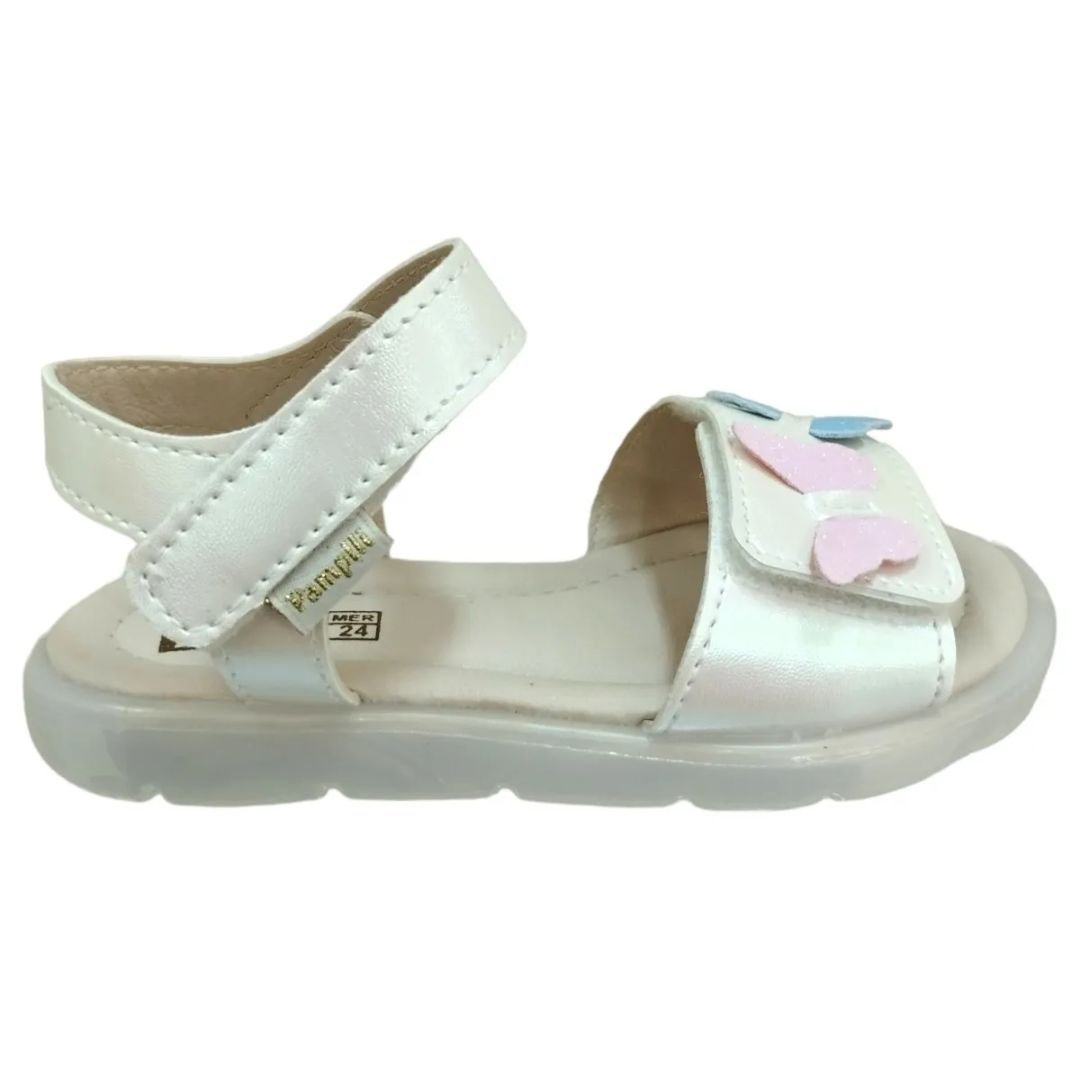 Sandalia Pampili Infantil Meninas Led Borboletas Branco 2