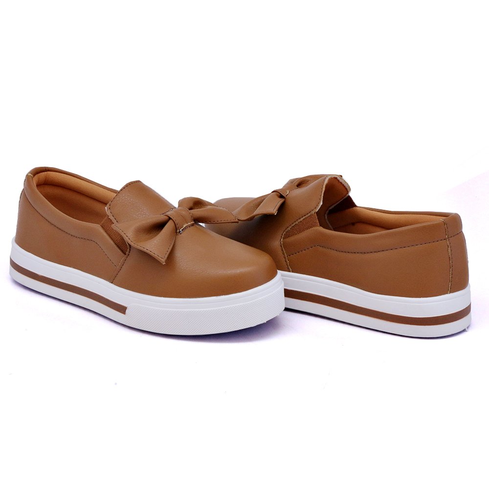 Tênis Slip On Casual Dk Shoes com Detalhe em Laço e Sola Borracha Confortavel Marrom 2