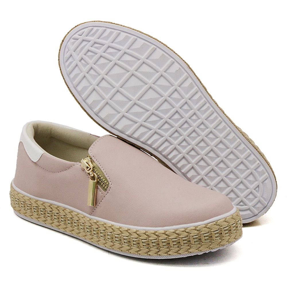 Tênis Slip On Casual Dk Shoes com Zíper e Sola Borracha Detalhada em Sisal Cinza 2